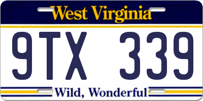 WV license plate 9TX339