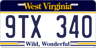 WV license plate 9TX340