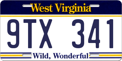 WV license plate 9TX341