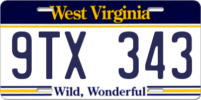 WV license plate 9TX343