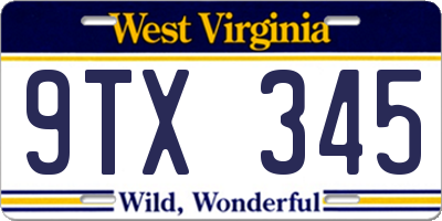 WV license plate 9TX345