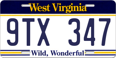 WV license plate 9TX347