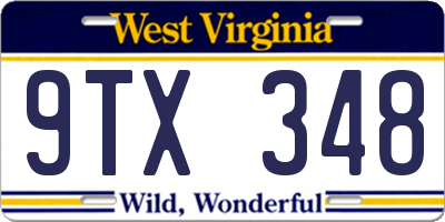 WV license plate 9TX348