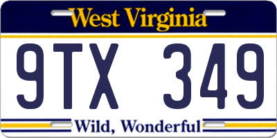 WV license plate 9TX349