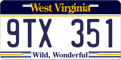WV license plate 9TX351