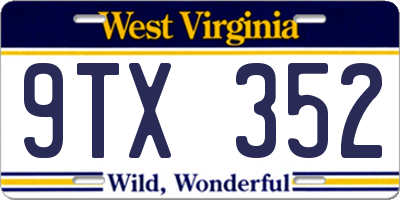 WV license plate 9TX352