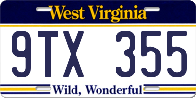 WV license plate 9TX355