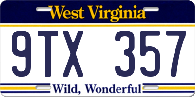WV license plate 9TX357