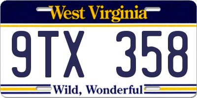 WV license plate 9TX358