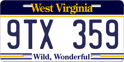 WV license plate 9TX359
