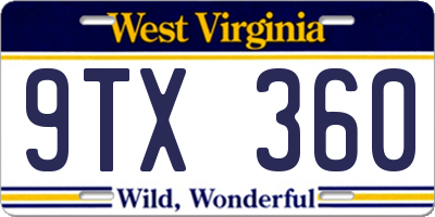 WV license plate 9TX360