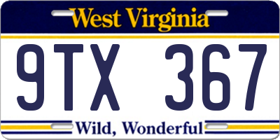 WV license plate 9TX367
