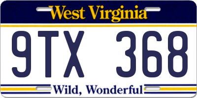 WV license plate 9TX368