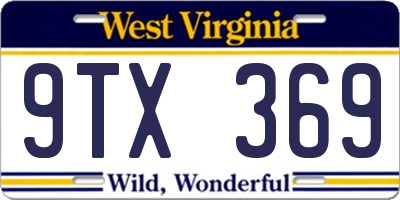 WV license plate 9TX369