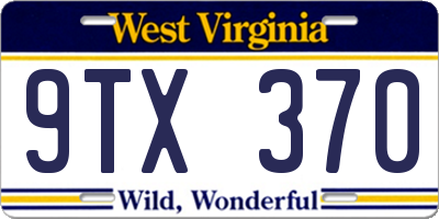 WV license plate 9TX370