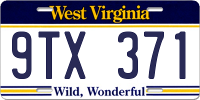 WV license plate 9TX371
