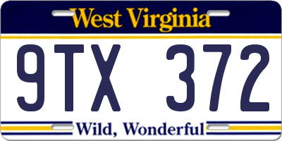 WV license plate 9TX372
