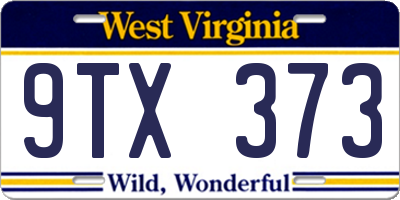 WV license plate 9TX373