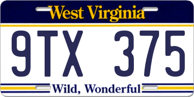 WV license plate 9TX375