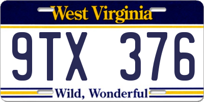 WV license plate 9TX376