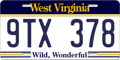 WV license plate 9TX378