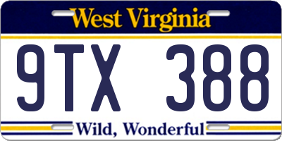 WV license plate 9TX388