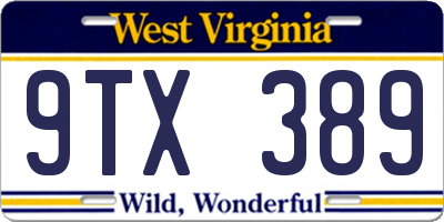 WV license plate 9TX389