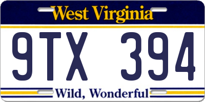 WV license plate 9TX394