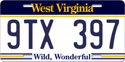 WV license plate 9TX397