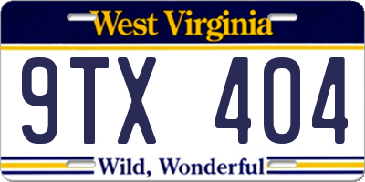 WV license plate 9TX404