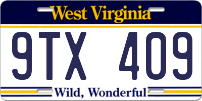 WV license plate 9TX409