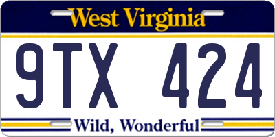 WV license plate 9TX424
