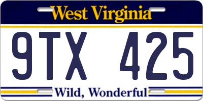 WV license plate 9TX425