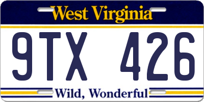 WV license plate 9TX426