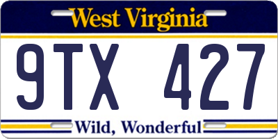 WV license plate 9TX427