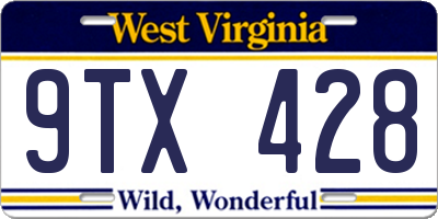 WV license plate 9TX428