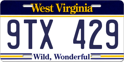 WV license plate 9TX429