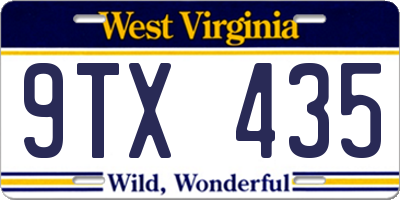 WV license plate 9TX435