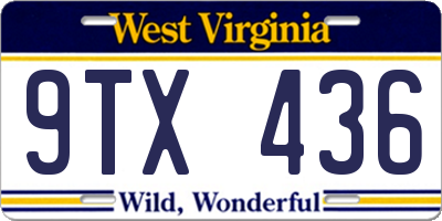 WV license plate 9TX436