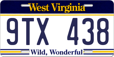 WV license plate 9TX438
