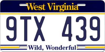 WV license plate 9TX439