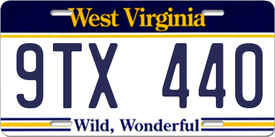 WV license plate 9TX440