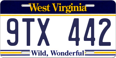 WV license plate 9TX442