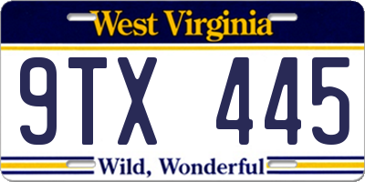 WV license plate 9TX445