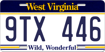 WV license plate 9TX446