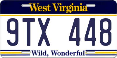 WV license plate 9TX448