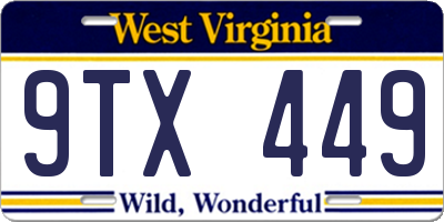 WV license plate 9TX449