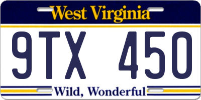 WV license plate 9TX450