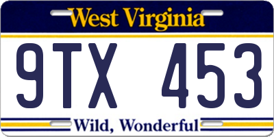 WV license plate 9TX453