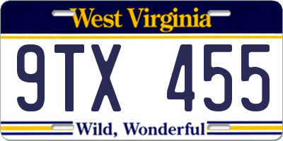 WV license plate 9TX455